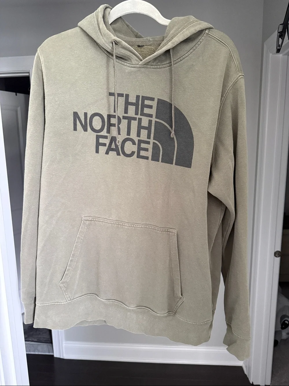 The North Face Men's Olive Green Crewneck Hoodie with Logo